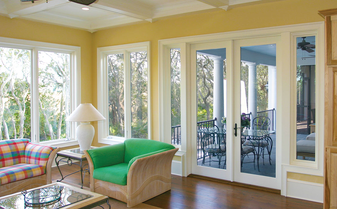 Beautiful room with wood windows, doors, and mouldings