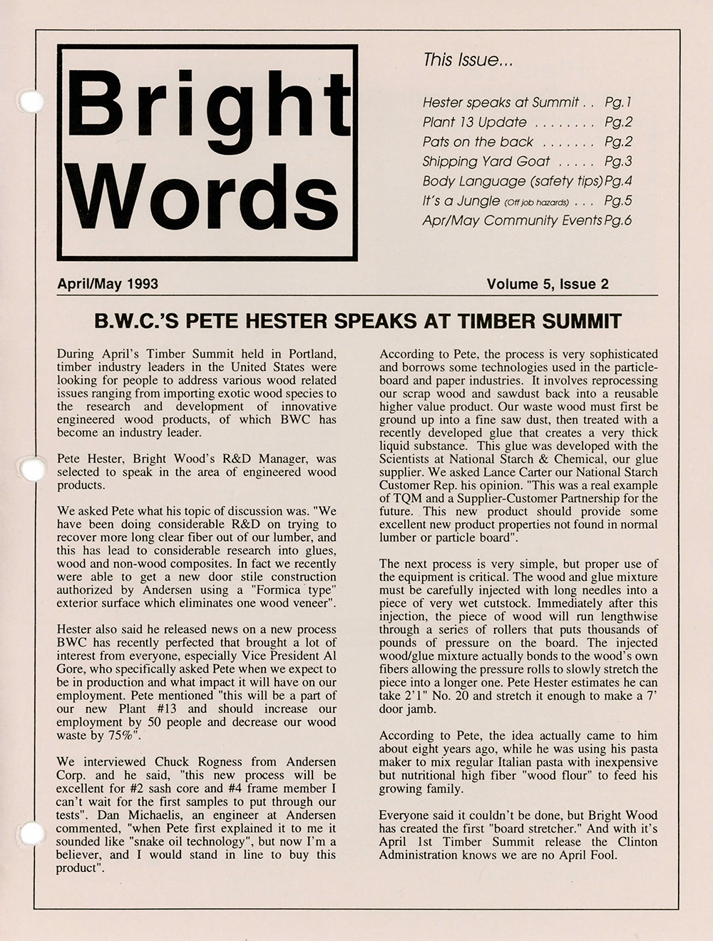 board stretcher article_1993 Bright Words newsletter from 1993