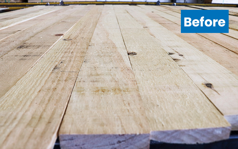 planer_before Rough eastern white pine at the planer's infeed