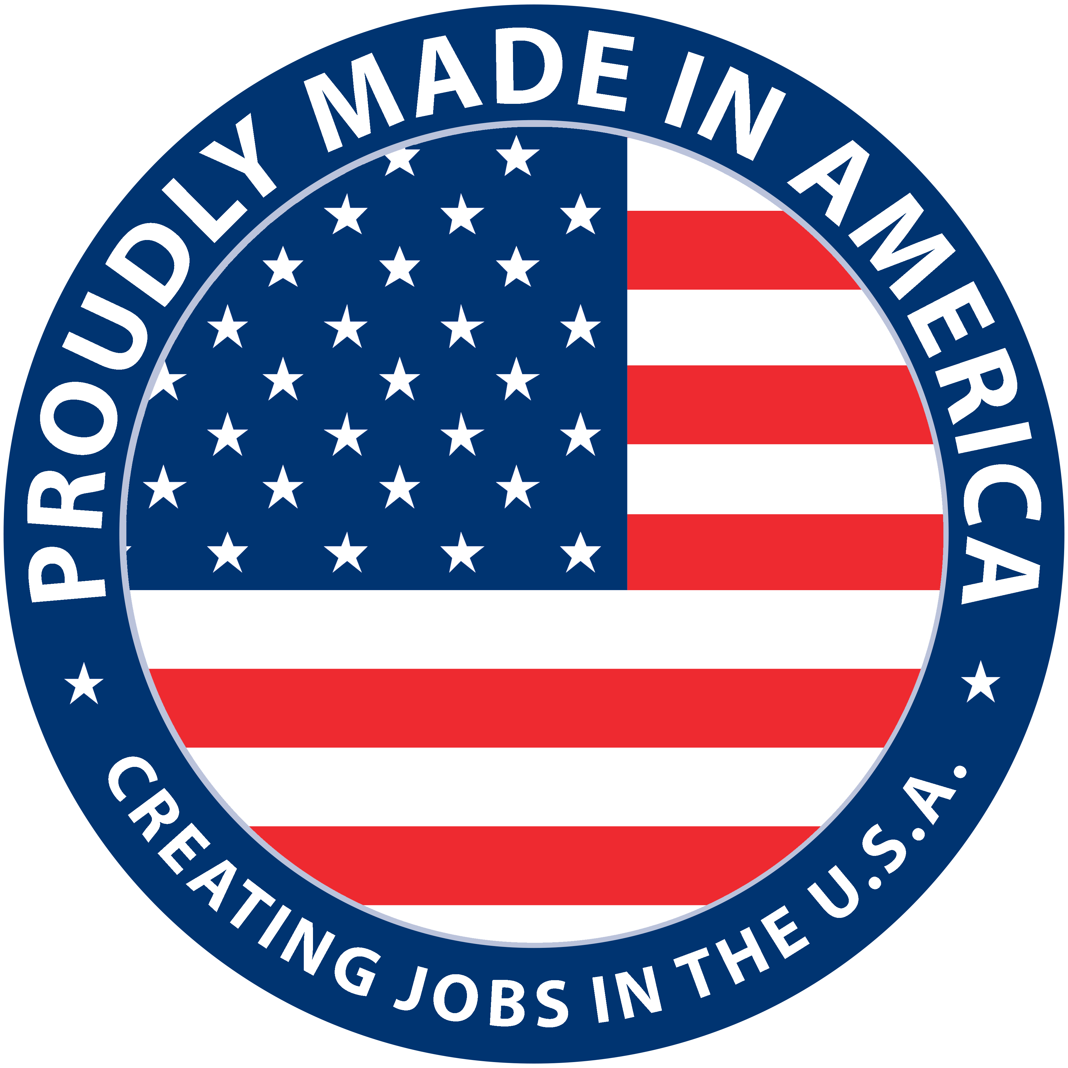 proudly made in america logo Proudly made in America. Creating jobs in the USA.