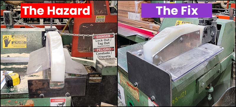 Improvement to chop saw guard Improvement to chop saw guard