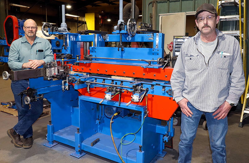 New Bright Wood-built glue applicator for Prineville's wine box operation