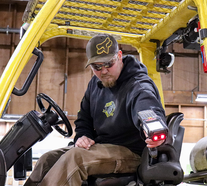 Driver scans a unit of cutstock before moving it